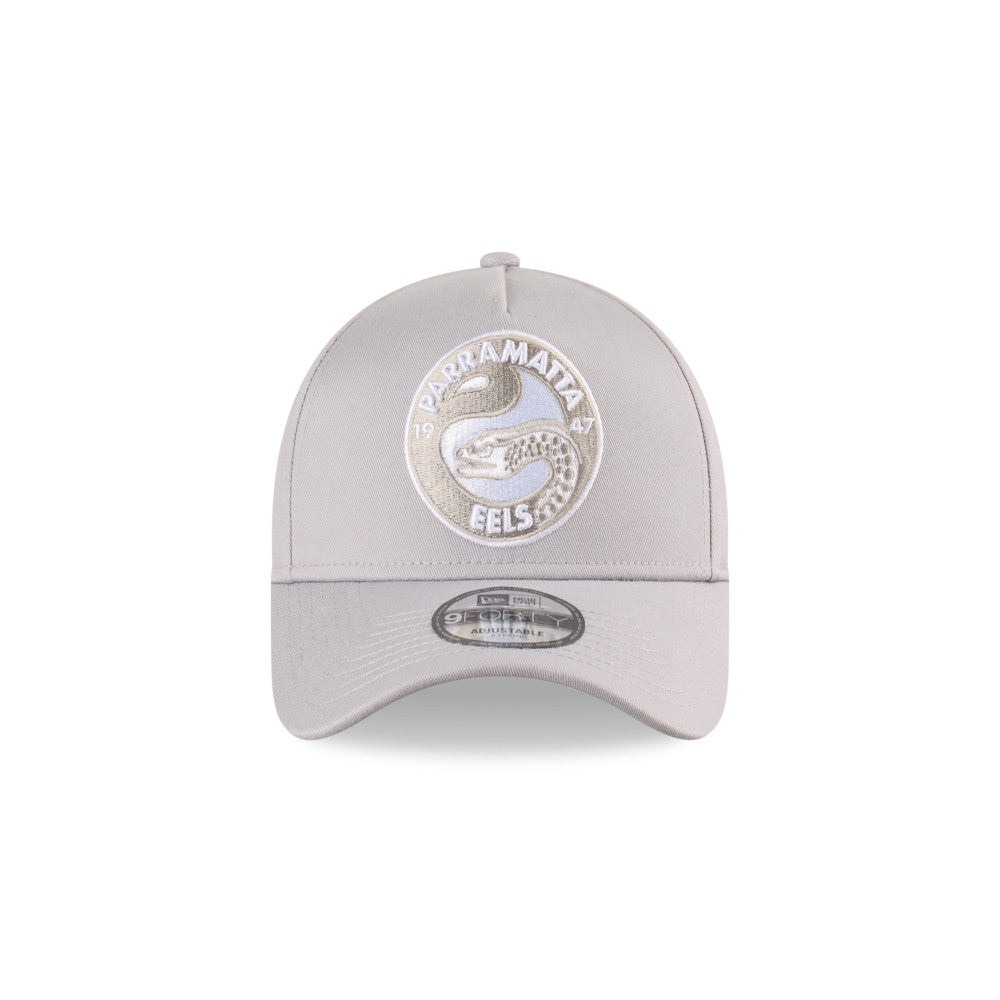 Parramatta Eels Hat - 2025 Grey White 9Forty A-Frame NRL Snapback Cap - New Era